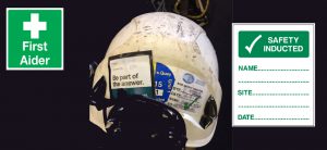 Stickers on safety helmets